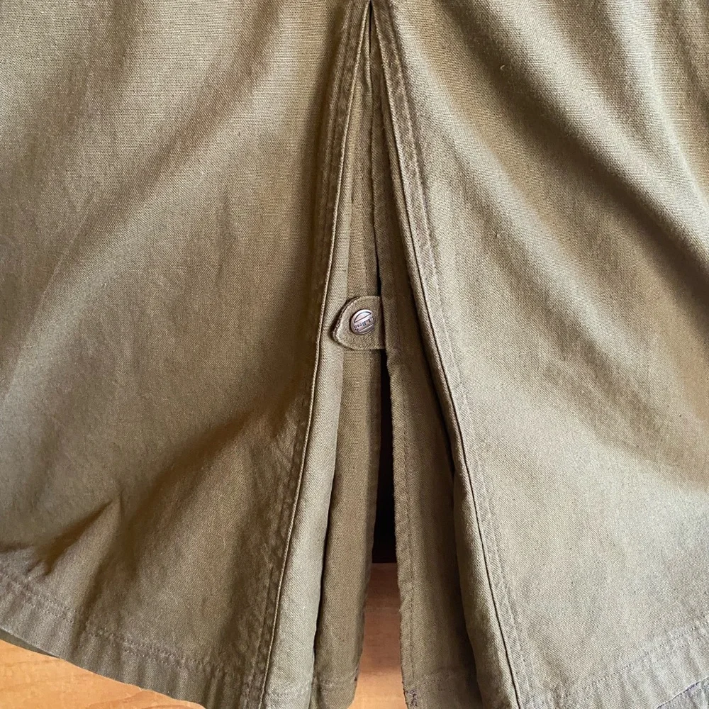 L.L. Bean Olive Trench Coat with Dark Brown Collar - Picture 7 of 10